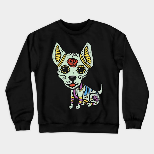 Chihuahua Skull Floral Skeleton Crewneck Sweatshirt by SkullGrungeSHOP